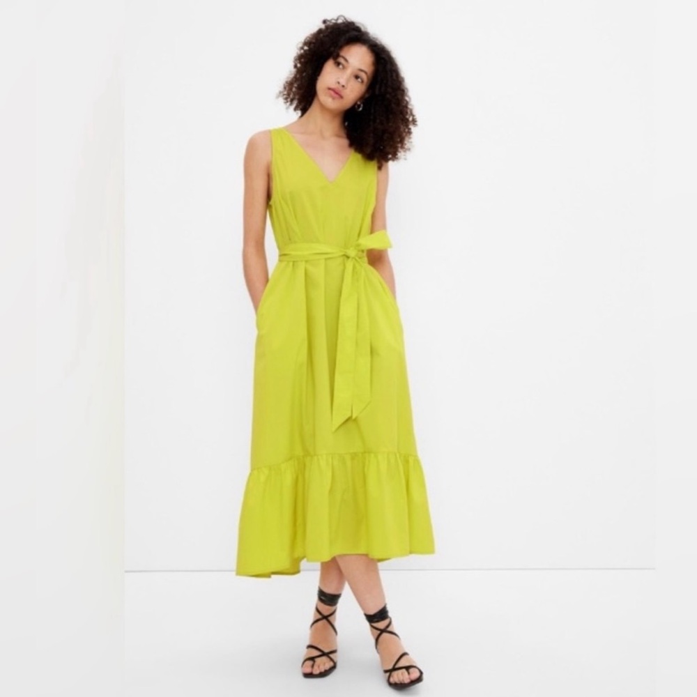 GAP summer dress in chartreuse cotton poplin
